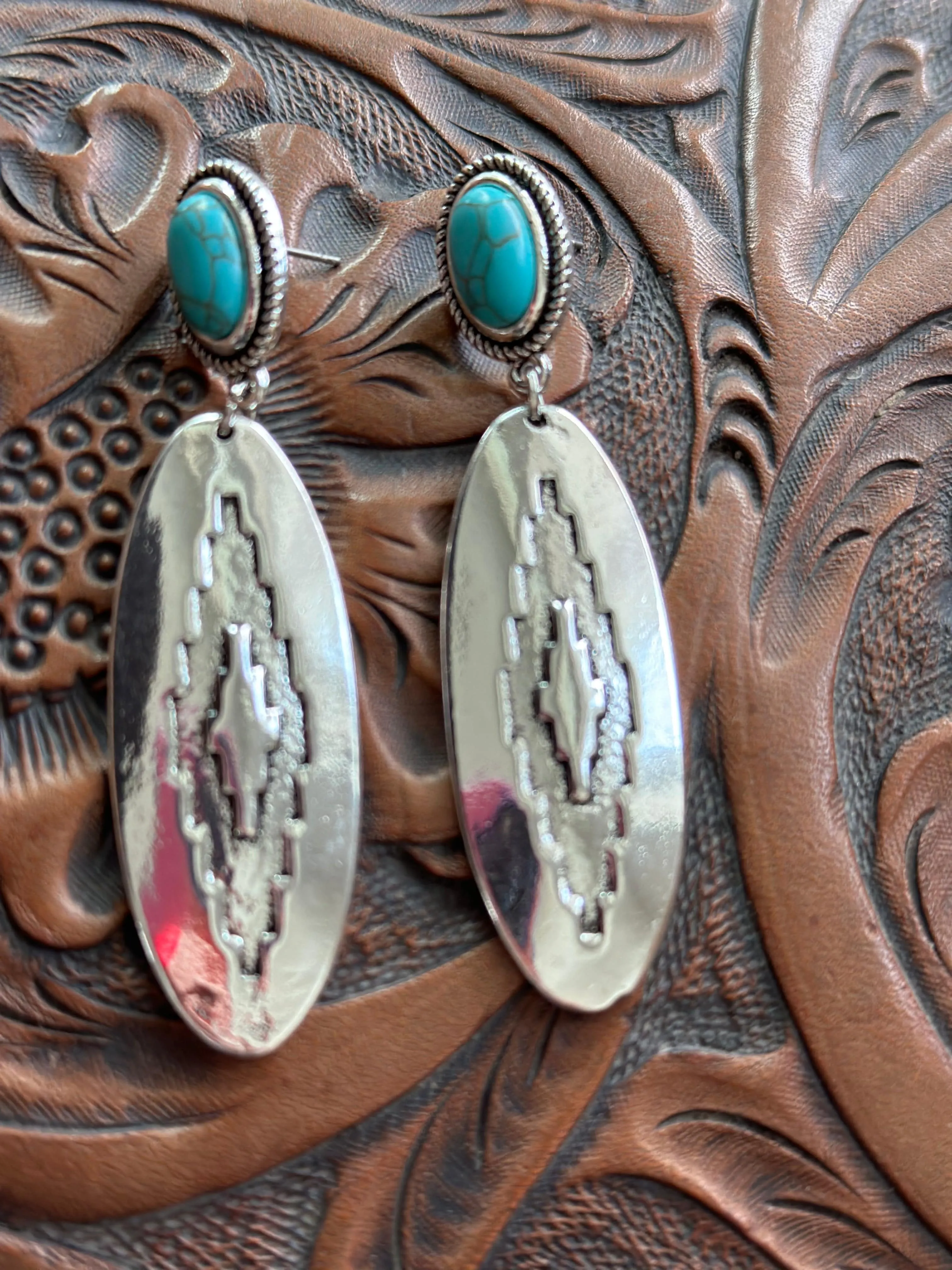 The Canton Turquoise & Silver Southwest Earrings