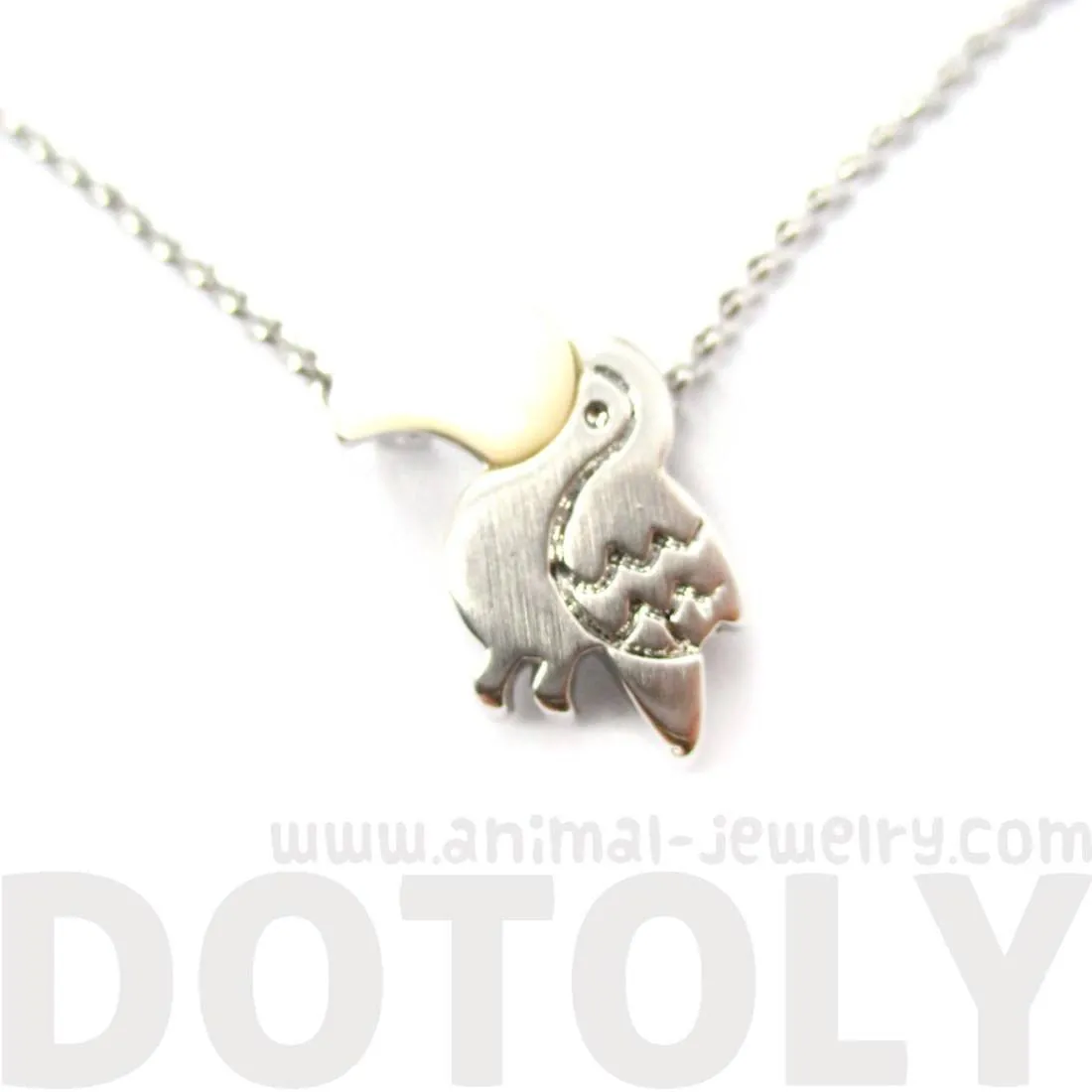 Toucan Bird Shaped Animal Themed Pendant Necklace in Silver | DOTOLY