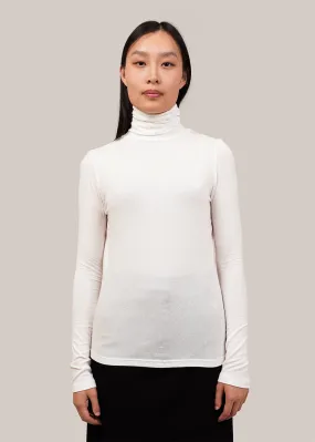 White Roll Neck Jersey Top