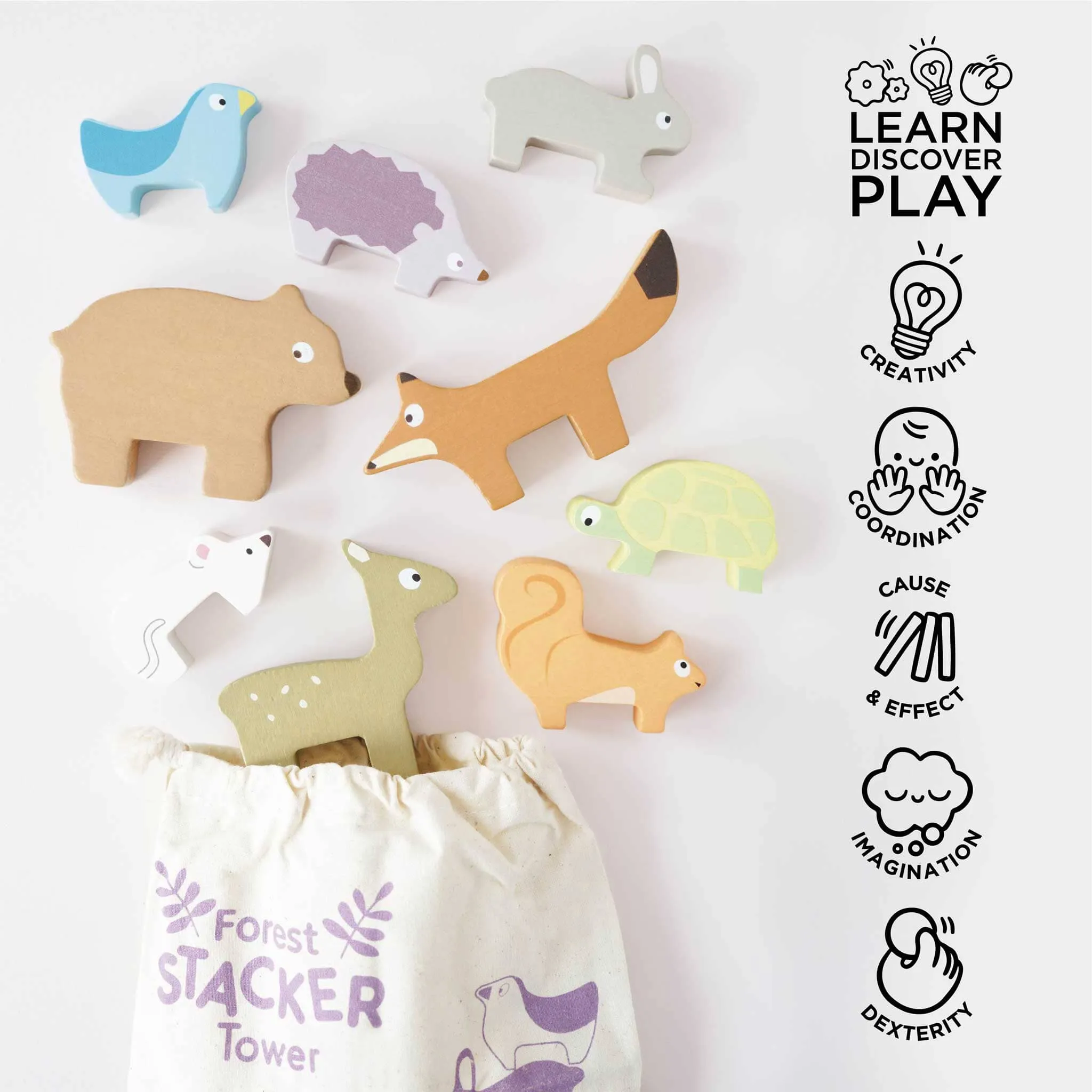 Woodland Stacking Forest Animals & Bag