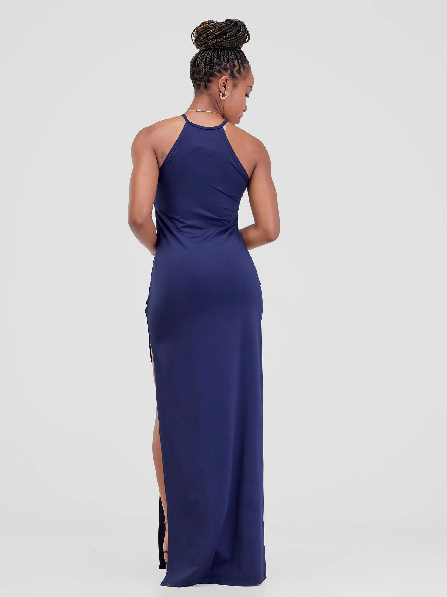 Zoya Luna High Slit Dress - Navy